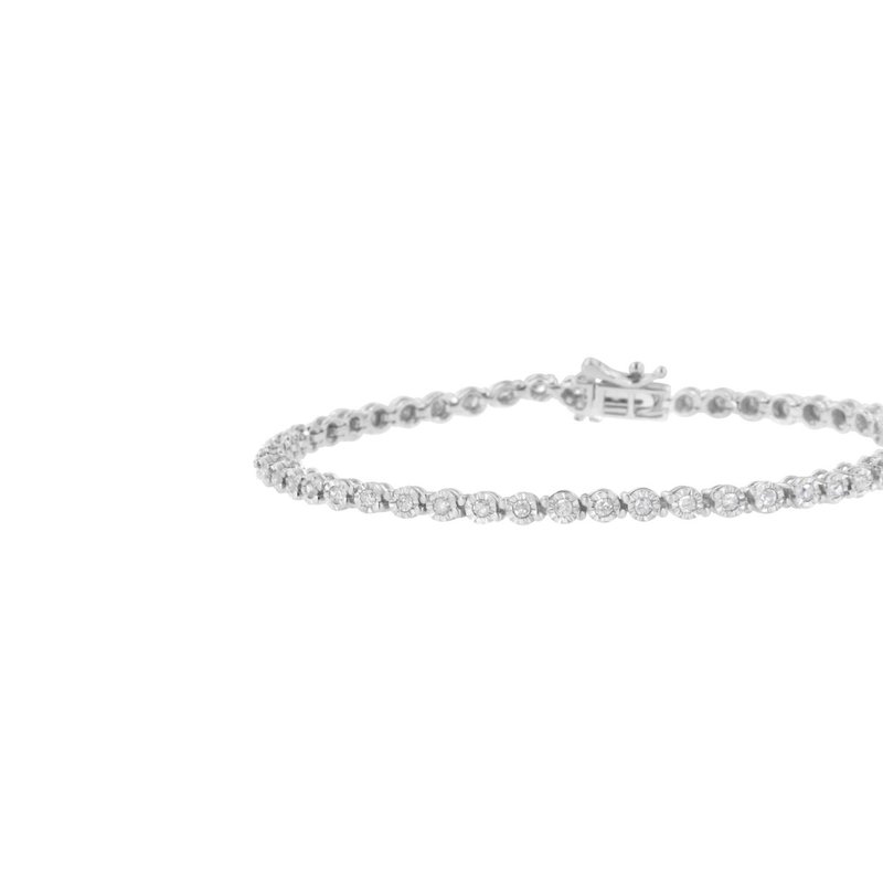 Haus Of Brilliance .925 Sterling Silver 1.0 Cttw Bezel-set Round-cut Diamond Link Bracelet In Grey