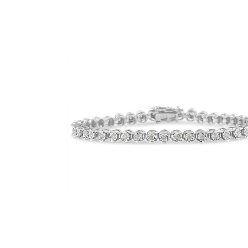 Haus Of Brilliance .925 Sterling Silver 1.0 Cttw Diamond Miracle-set 7" Link Bracelet In Grey