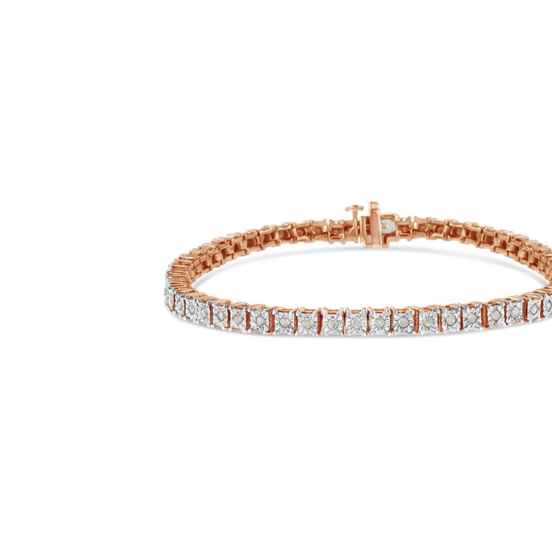 Haus Of Brilliance .925 Sterling Silver 1.0 Cttw Diamond Square Frame Miracle-set Tennis Bracelet In Pink
