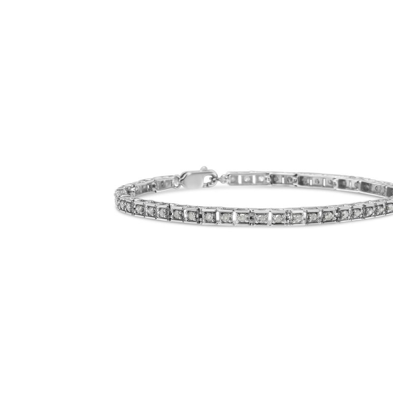 Haus Of Brilliance .925 Sterling Silver 1.0 Cttw Diamond Square Hybrid Link 7" Tennis Bracelet In Grey