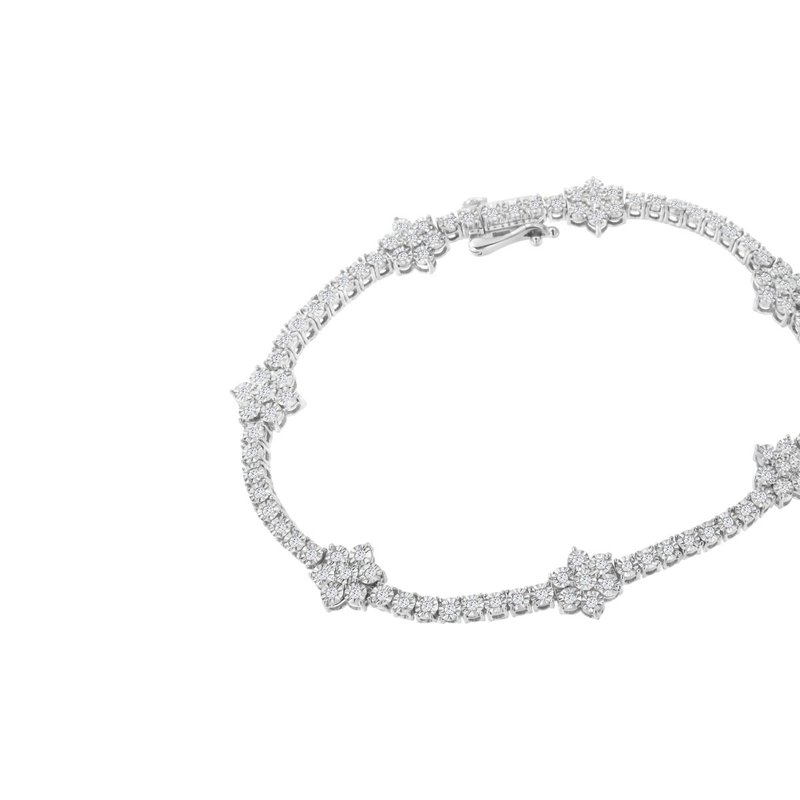 Haus Of Brilliance .925 Sterling Silver 1.0 Cttw Miracle-set Diamond Floral Station Tennis Bracelet In White