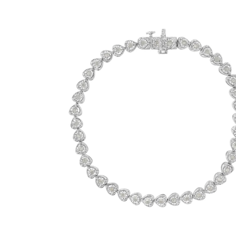 Haus Of Brilliance 1.0 Cttw Miracle Set Diamond Heart-link 7" Tennis Bracelet In White