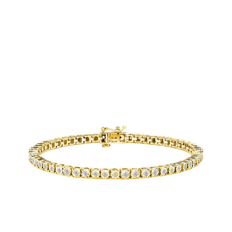 Haus Of Brilliance .925 Sterling Silver 1.0 Cttw Miracle-set Diamond Round Faceted Bezel Tennis Brac In Yellow