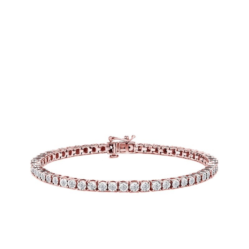 Haus Of Brilliance .925 Sterling Silver 1.0 Cttw Miracle-set Diamond Round Faceted Bezel Tennis Bracelet In Gold