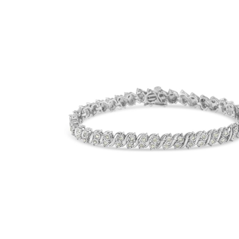 Haus Of Brilliance .925 Sterling Silver 1.0 Cttw Rose Cut Diamond Two Stone S Link Tennis Bracelet In Grey