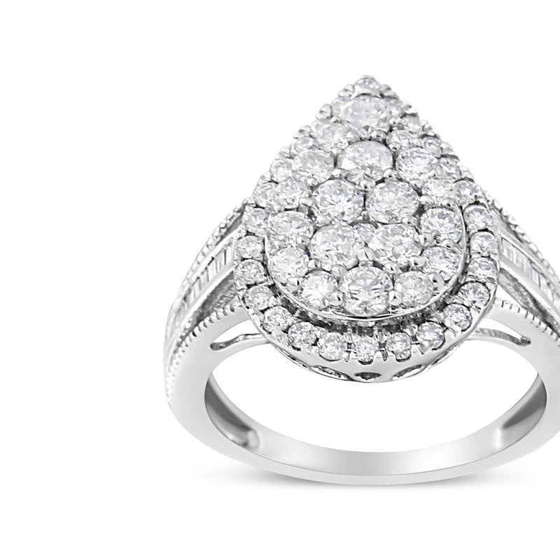 Haus Of Brilliance .925 Sterling Silver 1.0 Cttw Round And Baguette Cut Diamond Elongated Octagon Sh In White