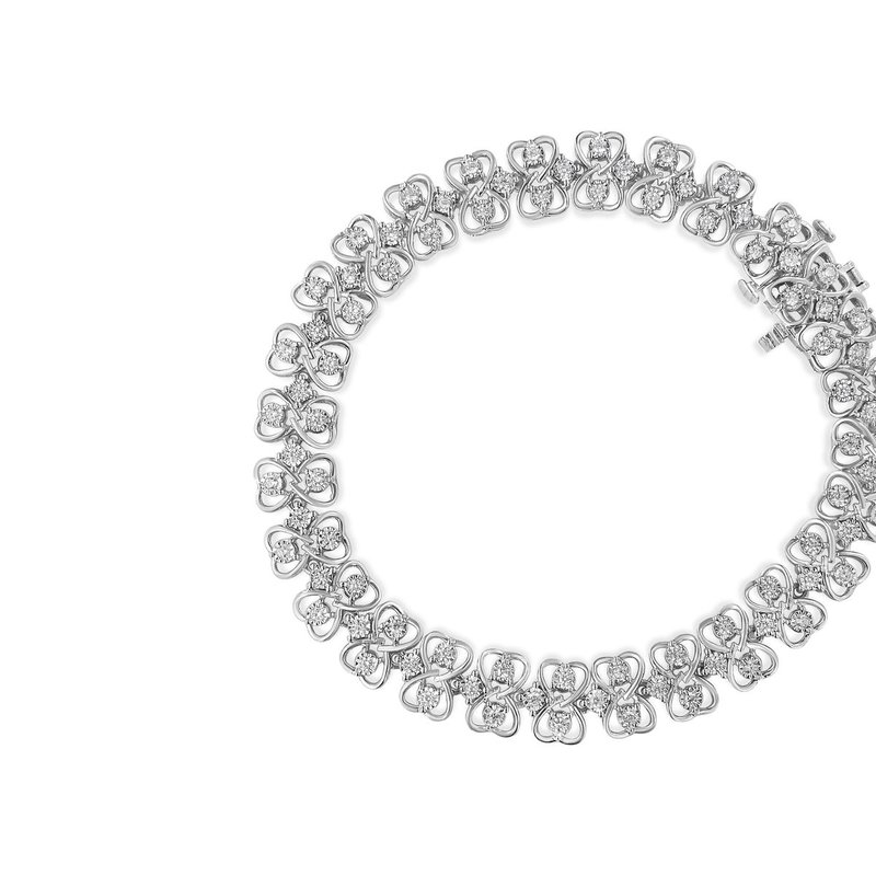 Haus Of Brilliance .925 Sterling Silver 1.0 Cttw Round-cut Diamond 2-row Heart Link Tennis Bracelet In Grey