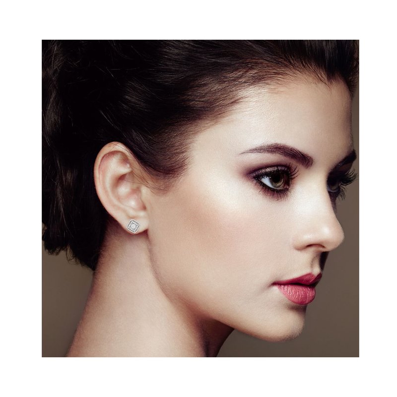Shop Haus Of Brilliance .925 Sterling Silver 1.0 Cttw Round Diamond Double Halo And Disc Stud Earring In White