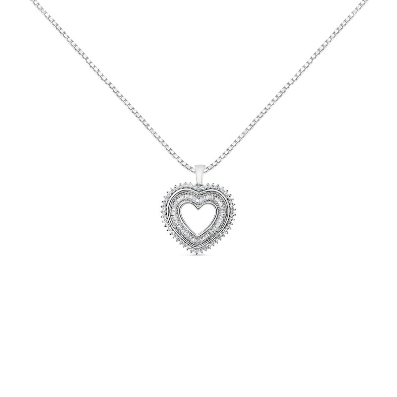Haus Of Brilliance .925 Sterling Silver 1.0 Ctw Diamond Shadow Open Heart Halo 18" Pendant Necklace In White