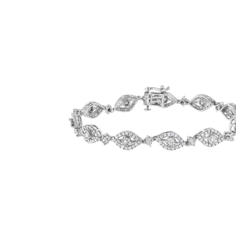Haus Of Brilliance .925 Sterling Silver 2 1/2 Cttw Diamond Pear Shaped And Bezel Link Bracelet In White
