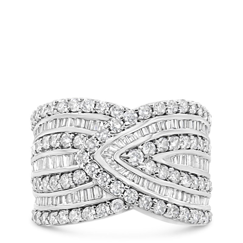 Haus Of Brilliance .925 Sterling Silver 2 3/8 Cttw Diamond Multi Row Overlay Band Ring In Grey