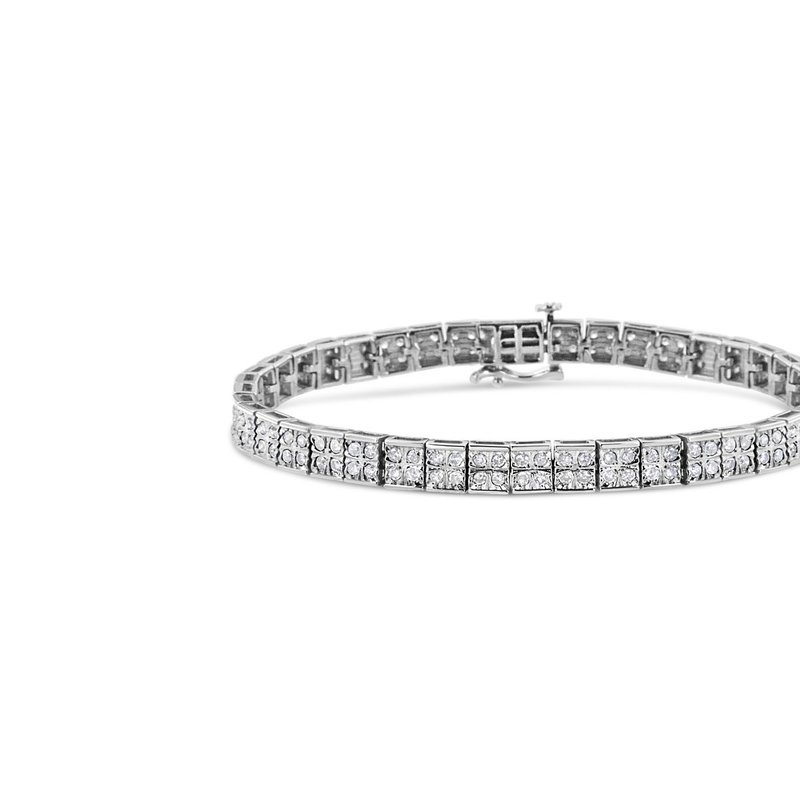 Haus Of Brilliance .925 Sterling Silver 2 Cttw Prong Set Round-cut Diamond 4 Stone Box Link Bracelet In White