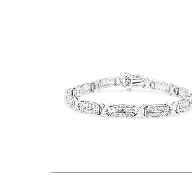 Haus Of Brilliance .925 Sterling Silver 2.0 Cttw Diamond 2 Row X-link Bracelet In Grey