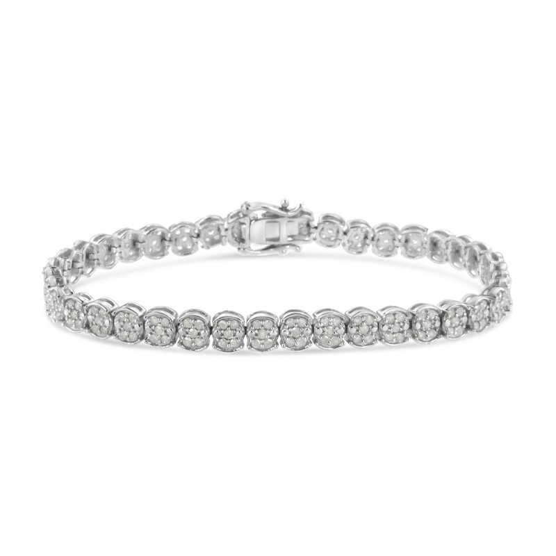 Haus Of Brilliance .925 Sterling Silver 2.0 Cttw Diamond Cluster Link Bracelet In White
