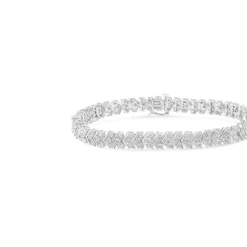 Haus Of Brilliance .925 Sterling Silver 2.0 Cttw Diamond Miracle-set Nested Chevron Link 7" Tennis Bracelet In White