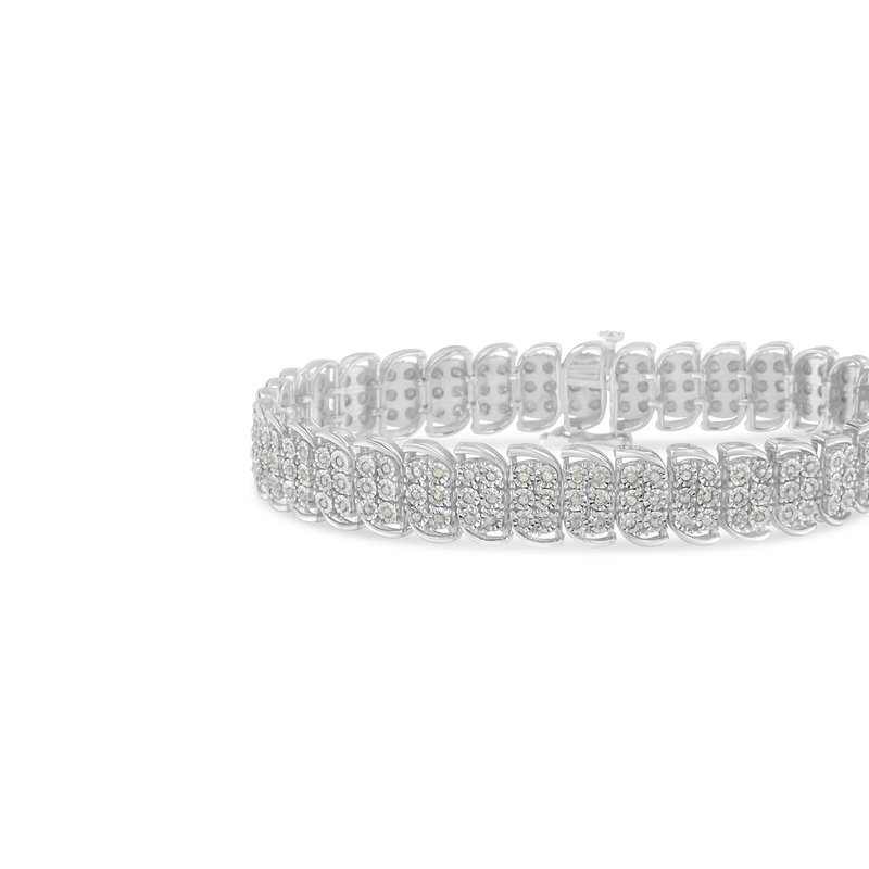 Haus Of Brilliance .925 Sterling-silver 2.0 Cttw Miracle Set Diamond 3 Row S Curve Line Tennis Brace In White