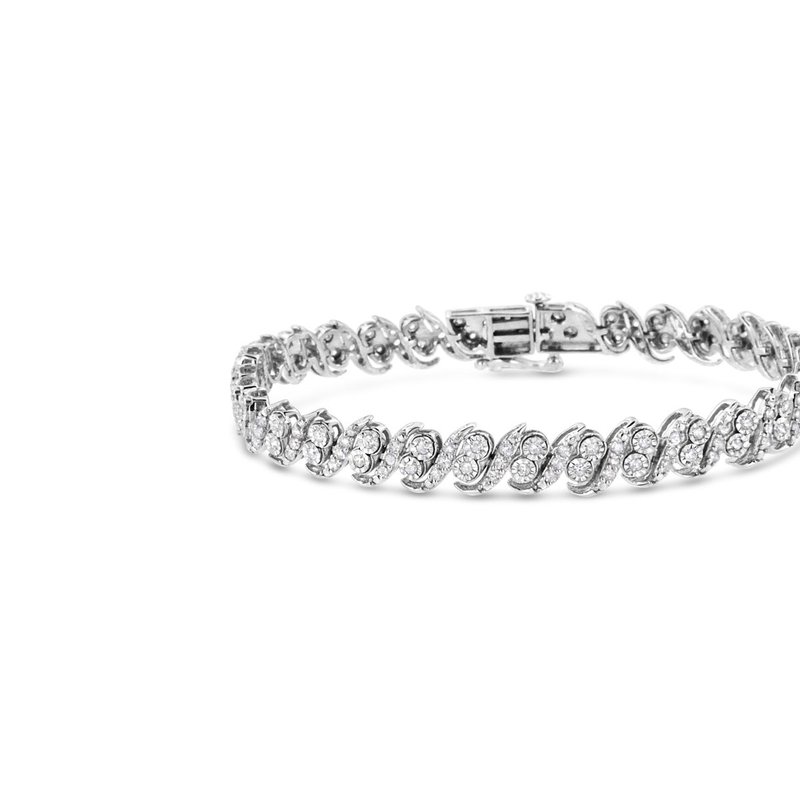Haus Of Brilliance .925 Sterling Silver 2.0 Cttw Round-cut Diamond "s" Link Bracelet In White