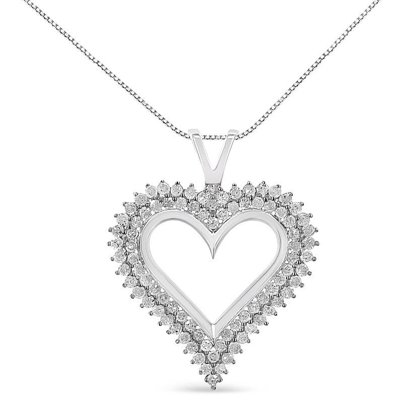 Haus Of Brilliance .925 Sterling Silver 2.00 Cttw Diamond Heart 18" Pendant Necklace In White
