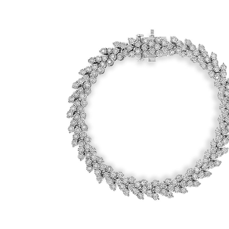 Haus Of Brilliance .925 Sterling Silver 2.00 Cttw Miracle Set Diamond Laurel Wreath Link Bracelet In Grey