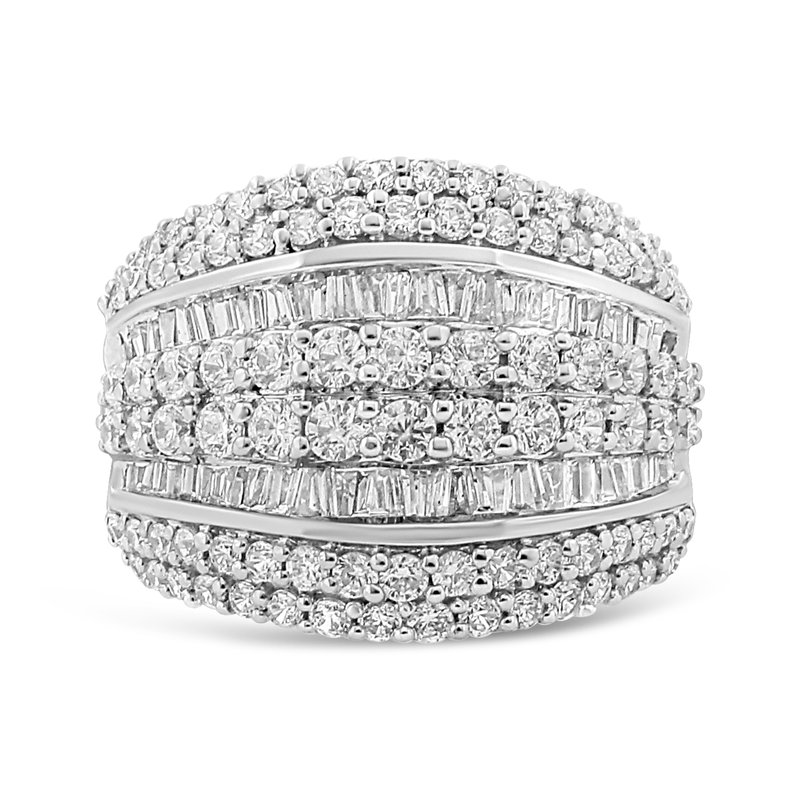 Haus Of Brilliance .925 Sterling Silver 2.00 Cttw Round And Baguette-cut Diamond Cluster Ring In Grey