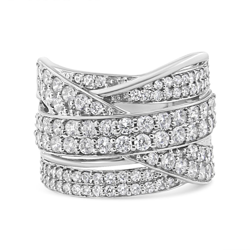 Haus Of Brilliance .925 Sterling Silver 2.00 Cttw Round-cut Diamond Overlapping Bypass Band Ring In Grey