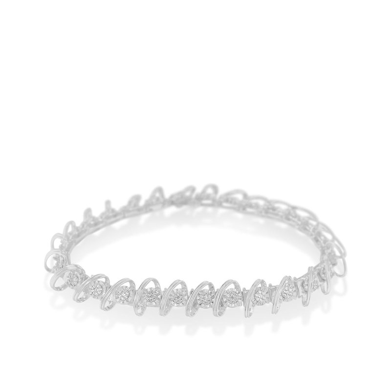 Haus Of Brilliance .925 Sterling Silver 3/4 Cttw Diamond Illusion Plate Link Bracelet In Grey