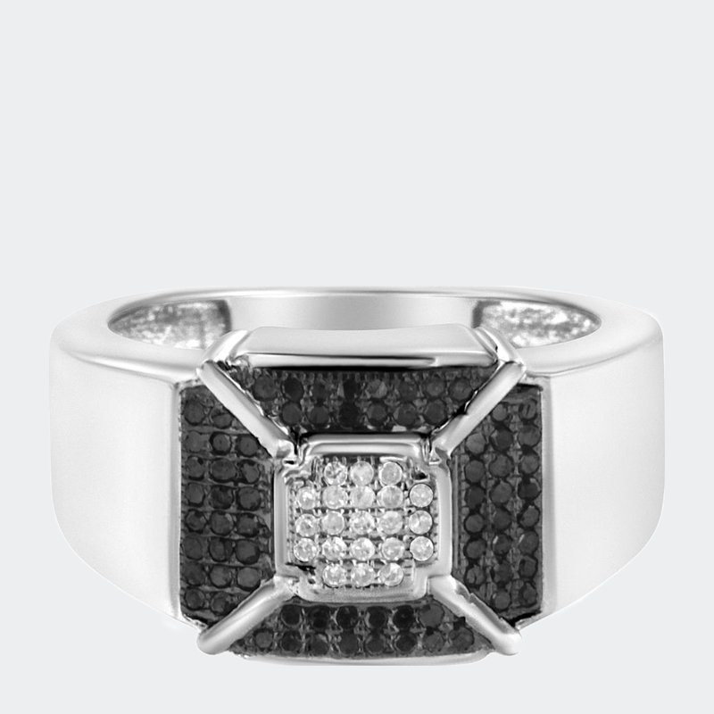 Shop Haus Of Brilliance .925 Sterling Silver 3/8 Cttw Composite Enhanced Black And White Diamond Men's Band Ring In Grey