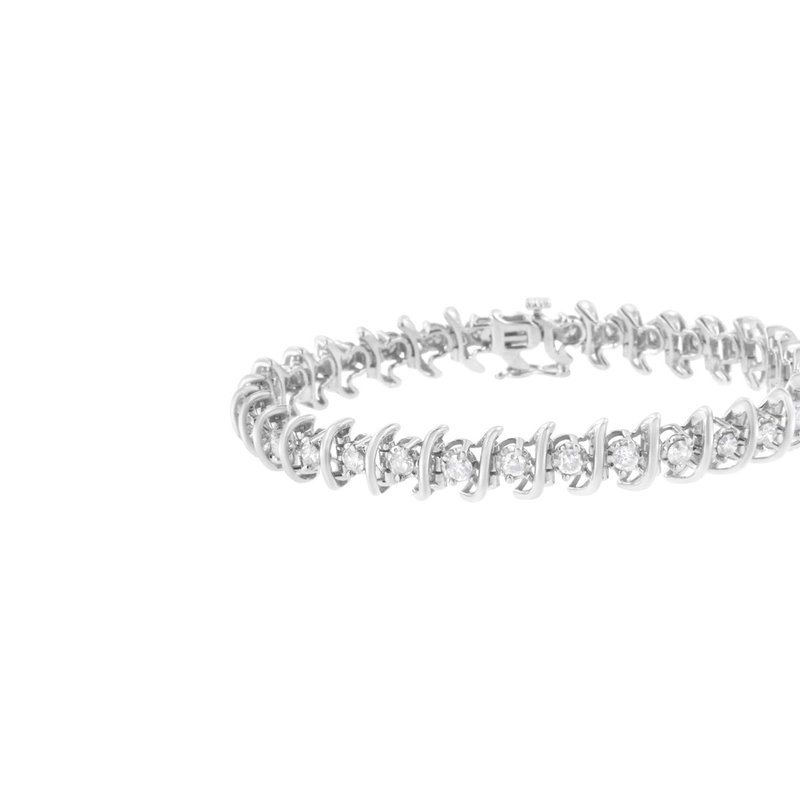 Haus Of Brilliance .925 Sterling Silver 3 Cttw Diamond "s" Link Bracelet In Grey