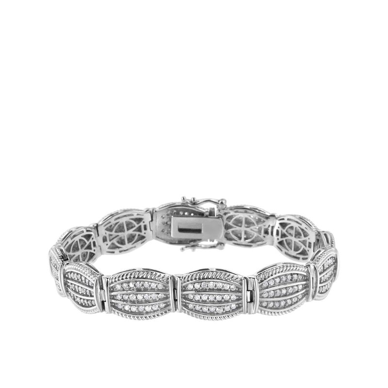 Haus Of Brilliance .925 Sterling Silver 3.0 Cttw Prong Set Diamond Art Deco Style Tennis Bracelet In Grey