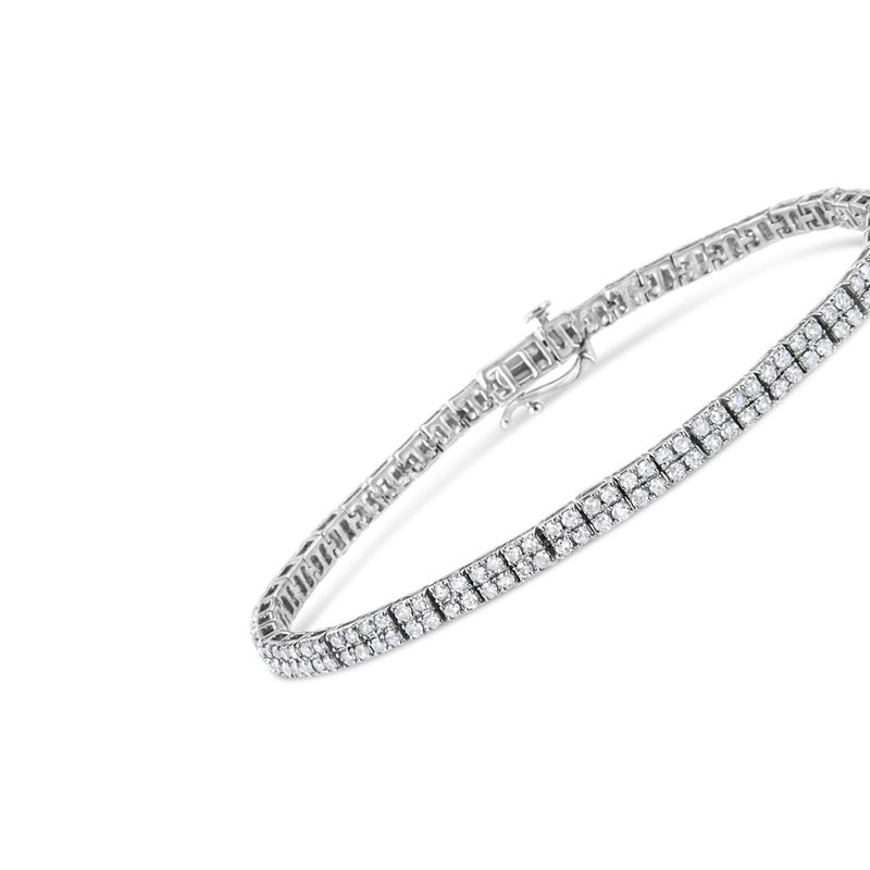 Shop Haus Of Brilliance .925 Sterling Silver 3.0 Cttw Prong-set Round Diamond 2 Row Link Tennis Bracelet In White