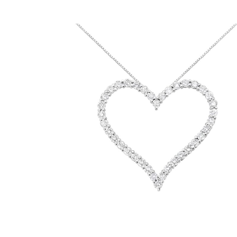 Haus Of Brilliance .925 Sterling Silver 3.0 Cttw Round-cut Diamond Open Heart Pendant Necklace In Grey