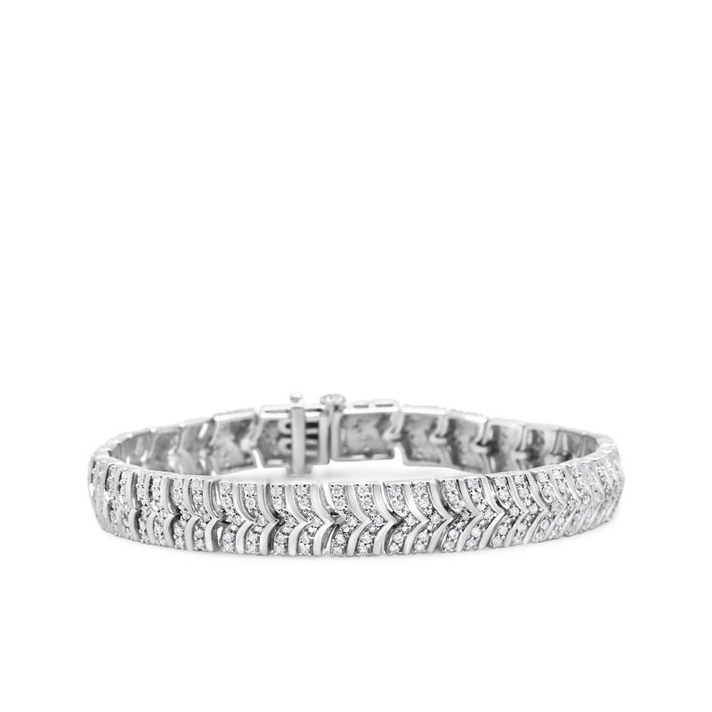 Haus Of Brilliance .925 Sterling Silver 3.00 Cttw Diamond Chevron Link Bracelet In White