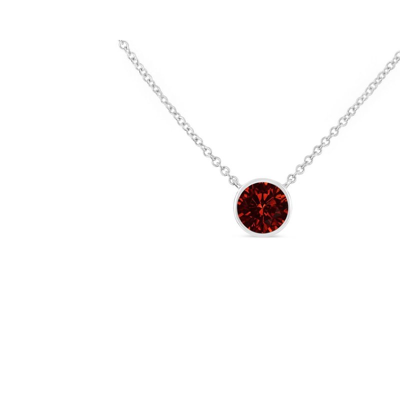 Haus Of Brilliance .925 Sterling Silver 3.5mm Red Garnet Gemstone Solitaire 18" Pendant Necklace