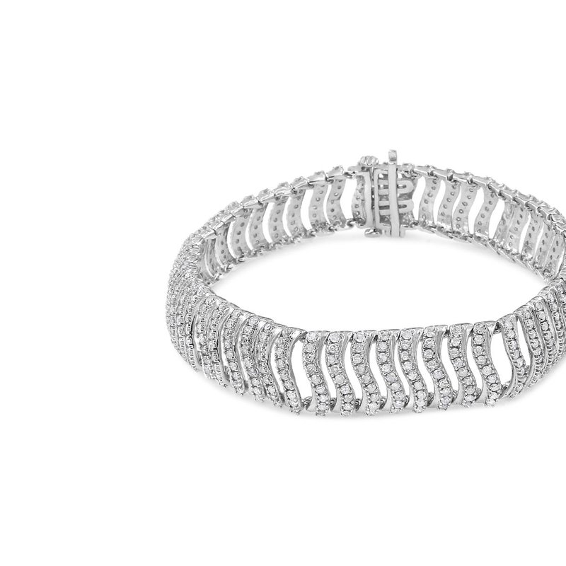 Haus Of Brilliance .925 Sterling Silver 5.00 Cttw Round-cut Diamond "s" Link Bracelet In Grey