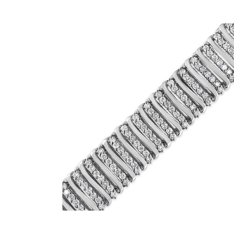 Shop Haus Of Brilliance .925 Sterling Silver 8 1/2 Cttw Diamond 7 Row Chevron "s" Curved Link Tennis Bracelet In White
