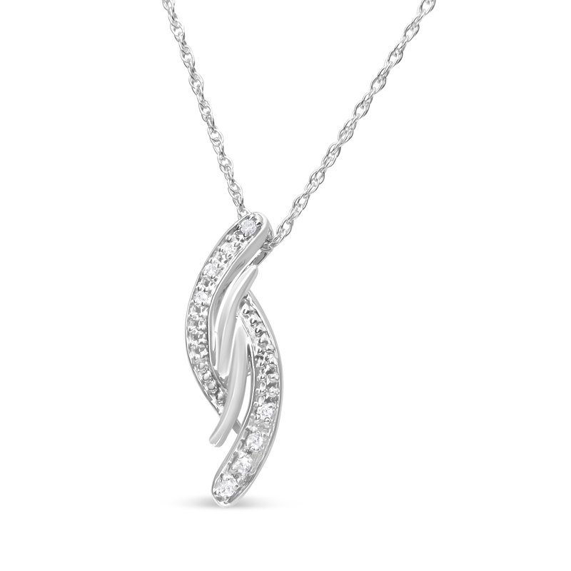 Haus Of Brilliance .925 Sterling Silver Diamond Accent Bypass Curve 18" Pendant Necklace In White