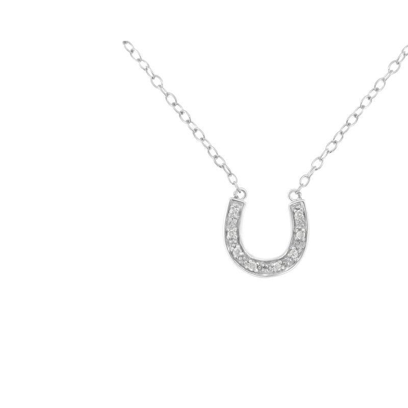 Haus Of Brilliance .925 Sterling Silver Diamond Accent Horseshoe U Shape 18" Pendant Necklace In White