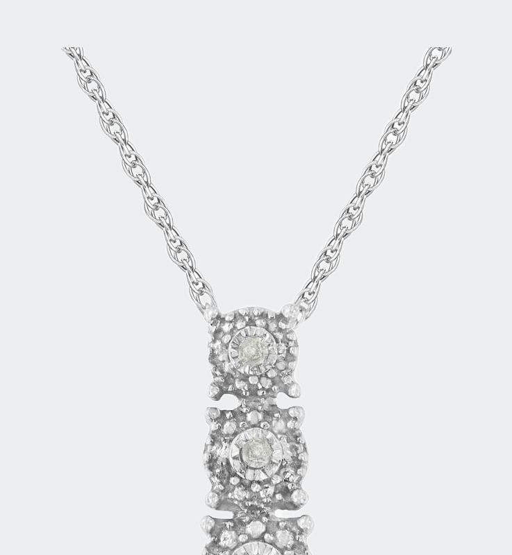 Haus Of Brilliance .925 Sterling Silver Diamond Accented Three Circle Frame 18" Pendant Necklace In Grey