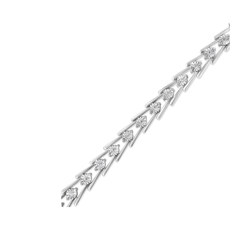 Shop Haus Of Brilliance .925 Sterling Silver Diamond Miracle-set Double Swoosh Milgrain Style Tennis Bracelet In Grey