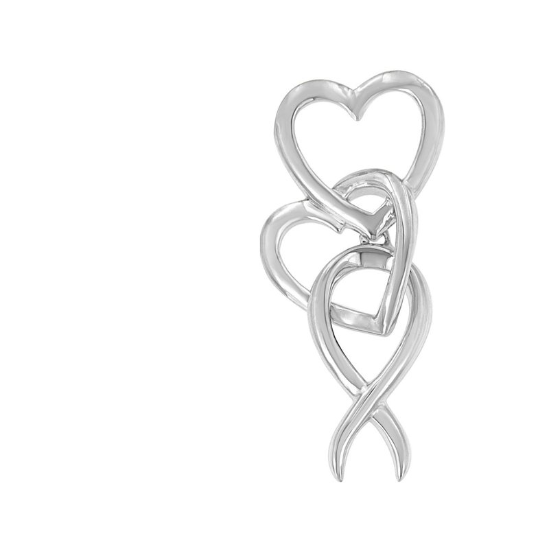 Haus Of Brilliance .925 Sterling Silver Double-heart & Awareness Ribbon Linked Pendant Necklace In White