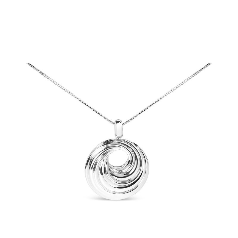Haus Of Brilliance .925 Sterling Silver Endless Wave Swirl Statement Medallion 18" Pendant Necklace In Grey
