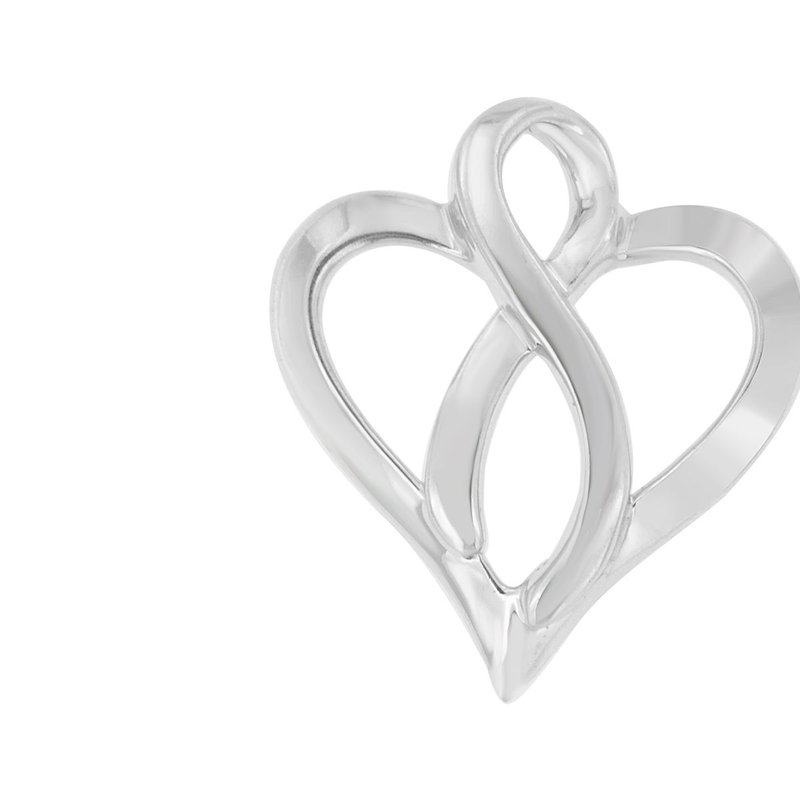 Haus Of Brilliance .925 Sterling Silver Heart Shaped Pendant Necklace In Grey
