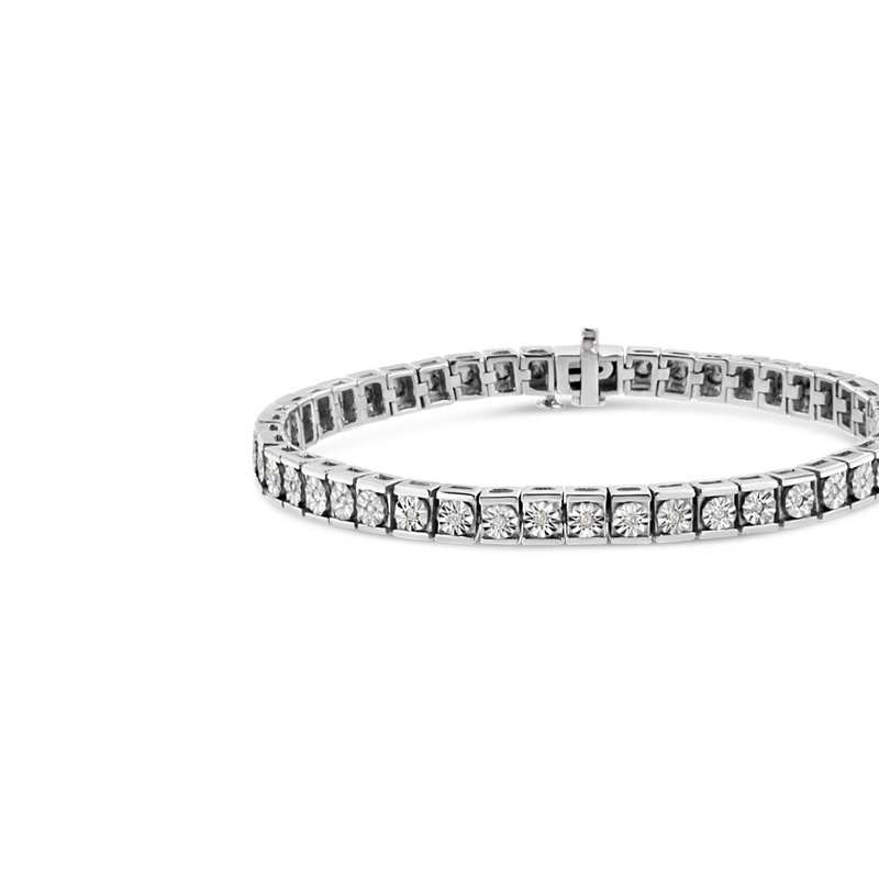 Haus Of Brilliance .925 Sterling Silver Miracle Set Diamond Accent Classic Tennis Bracelet In White