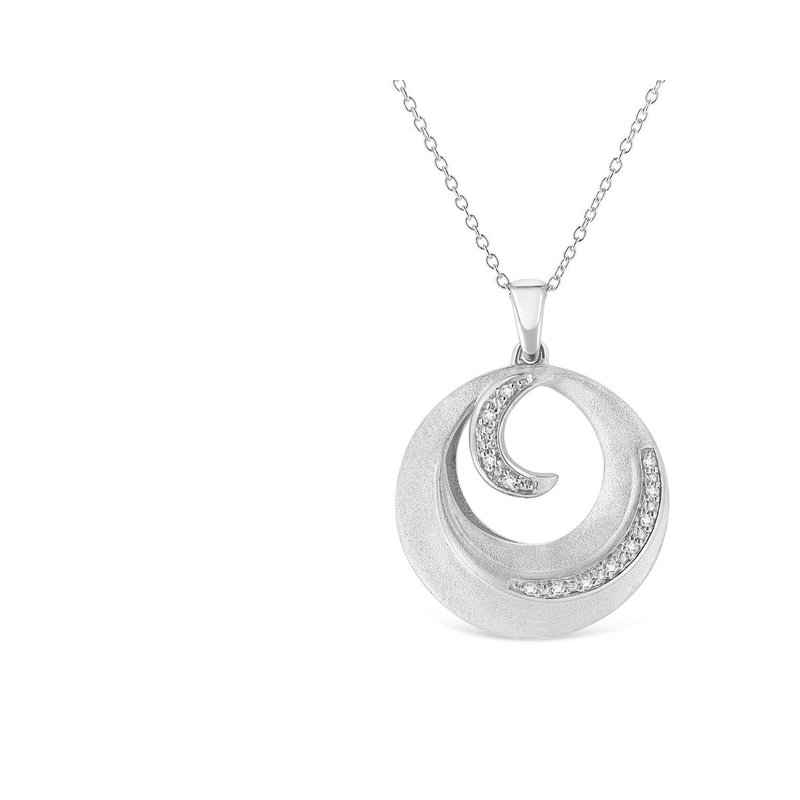 Haus Of Brilliance .925 Sterling Silver Pave-set Diamond Accent Fashion Circle 18" Pendant Necklace In Grey