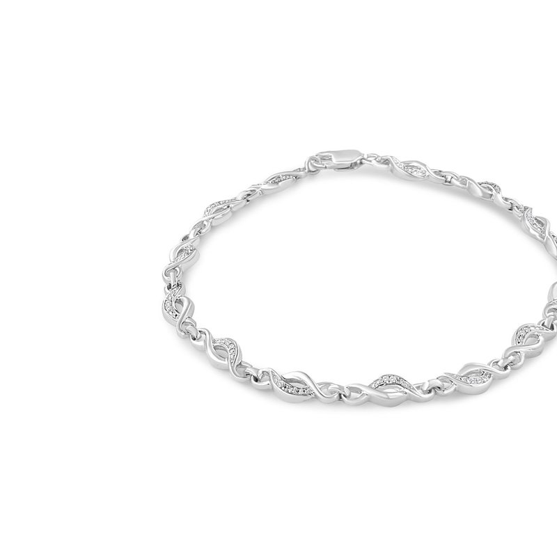 Haus Of Brilliance .925 Sterling Silver Prong Set Diamond Accent Curved Spiral Link Bracelet In Grey
