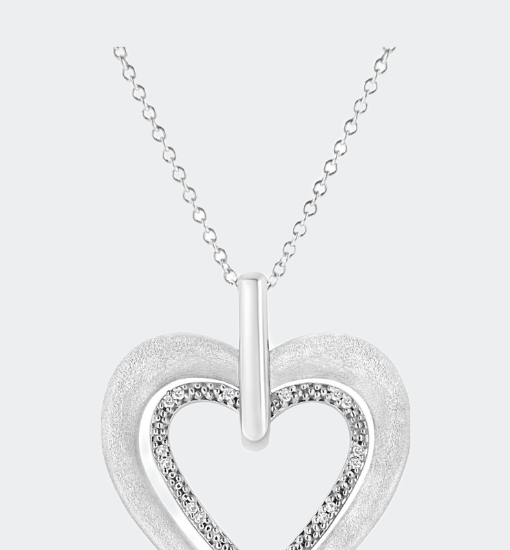 Haus Of Brilliance .925 Sterling Silver Prong-set Diamond Accent Double Heart 18" Pendant Necklace In White