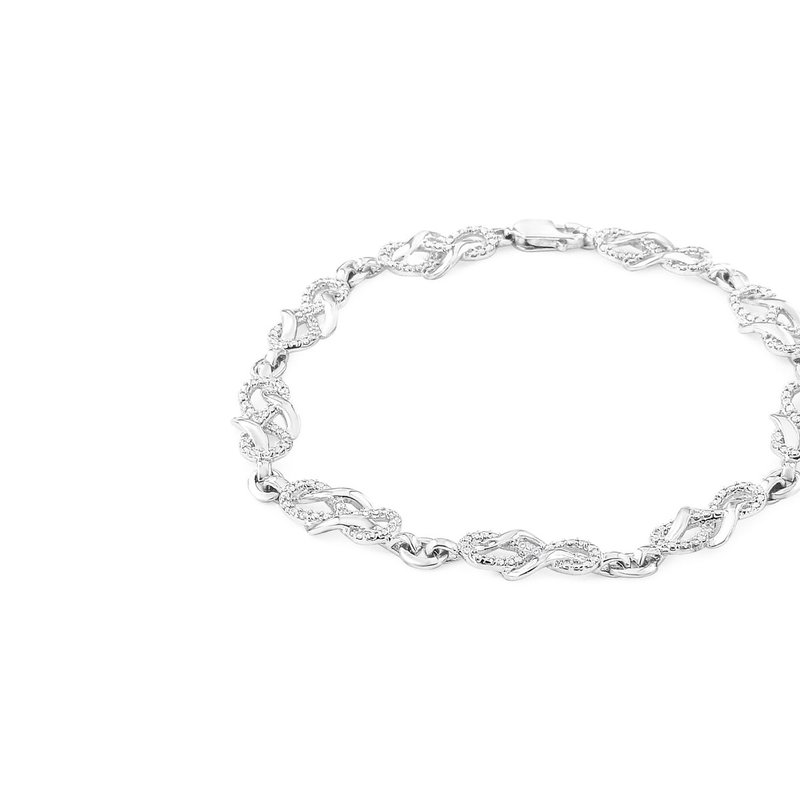 Haus Of Brilliance .925 Sterling Silver Prong Set Diamond Accent Infinity Weave Link 7.25" Bracelet In White