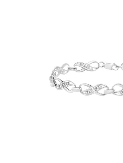 Haus of Brilliance .925 Sterling Silver Prong Set Diamond Accent Ribbon and Infinity Link Bracelet product