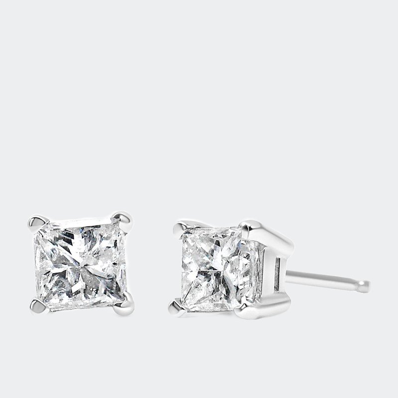 Haus Of Brilliance Ags Certified 1/4 Cttw Princess-cut Square Diamond 4-prong Solitaire Stud Earrings In 14k White Gold