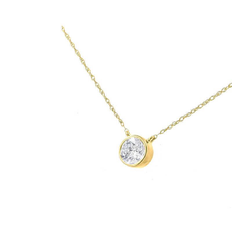 Haus Of Brilliance Ags Certified 10k Gold 1/3 Cttw Bezel Set Round Diamond Solitaire Adjustable Pendant Necklace In Yellow